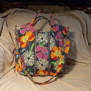 Vera Bradley poppy pattern quilted fabric bag.